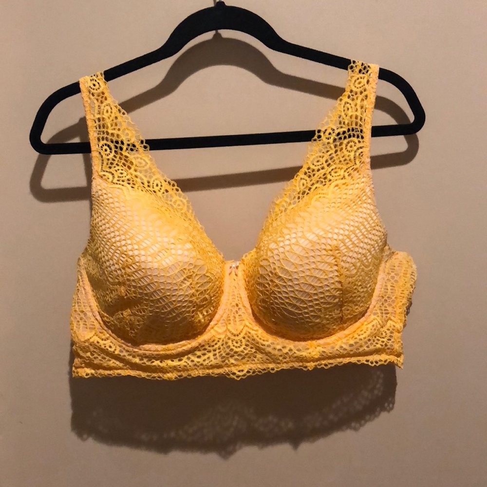 Yellow lace bra